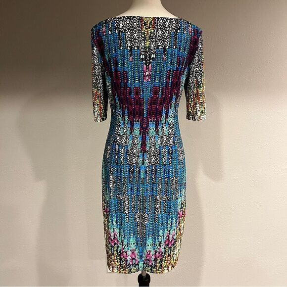 London Times Colorful Mosaic Shift short sleeve knee length Dress size 6 - Picture 5 of 12
